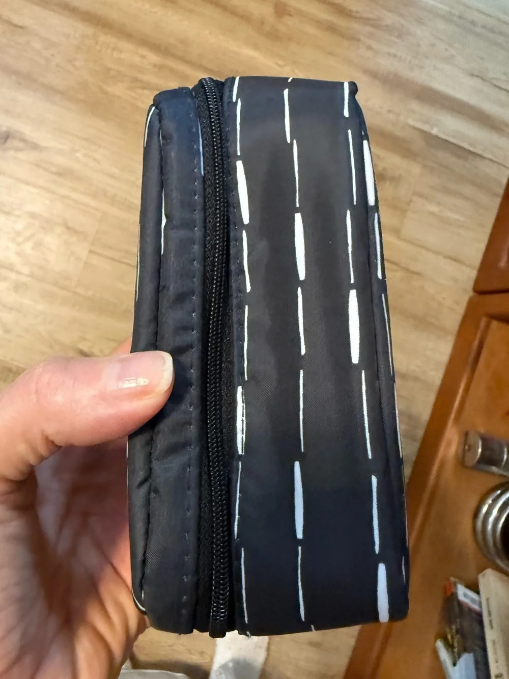 Black Vertical Dash Travel Organizer Pouch
